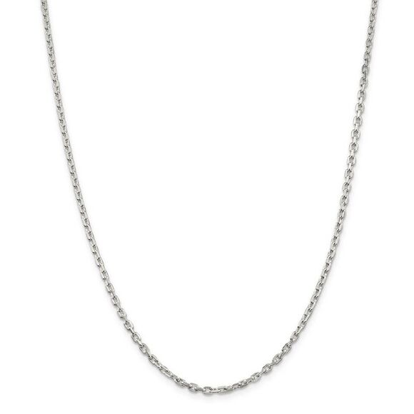2.75mm Sterling Silver Solid Beveled Oval Cable Chain Necklace, 36 In - Picture 2 of 7